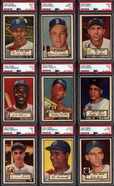 1952 Topps Baseball Set Break Including Mickey Mantle Rookie Available