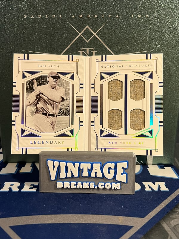 Vintage Breaks Pulls Babe Ruth Quad Patch Card from National Treasures