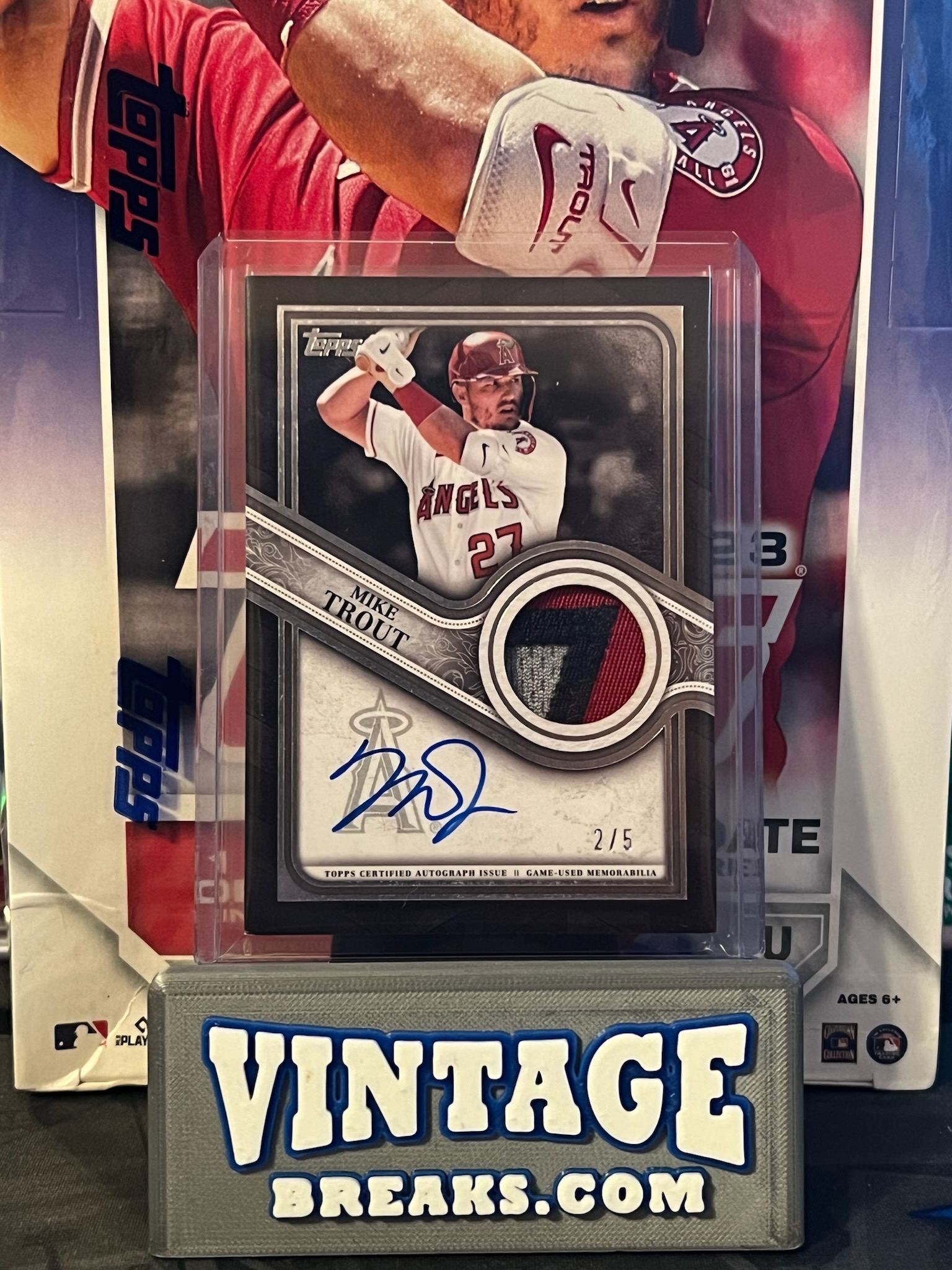 Mike Trout 2023 Topps Reverence Patch Auto /5 Pulled by Vintage Breaks
