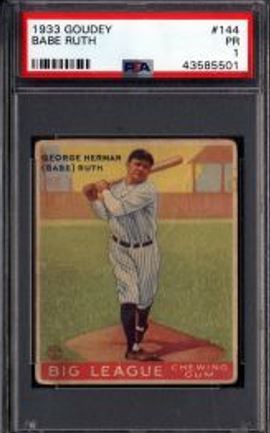 Babe Ruth Card Highlights New 1933 Goudey Partial Set Break